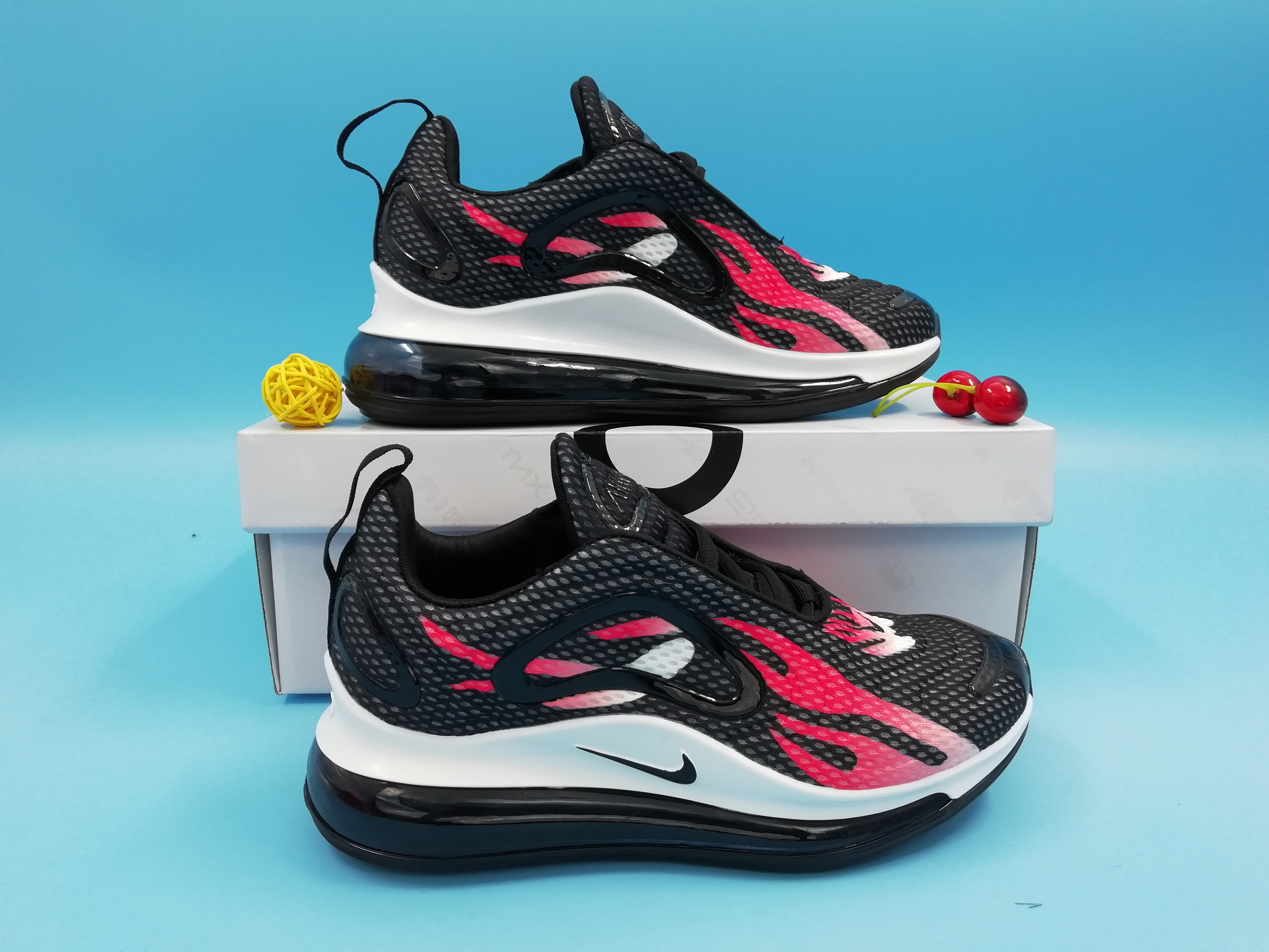 2019 Men Nike Air Max 720 Fire Black Red White Shoes